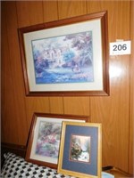 Framed picture, cottage scene, 22 1/2" x 18 1/2",