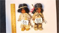 (2) Hand Made 6" Ogalala Native American Dolls.