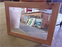 Pine Framed Beveled Mirror