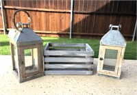 Candle Lanterns & Wood Crate