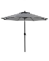 Tempera 9ft Auto Tilt Umbrella-Black/white stripes