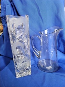 cut glass vase and pitcher