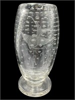 Scandinavian Bubble Vase W/ Engraved Bird