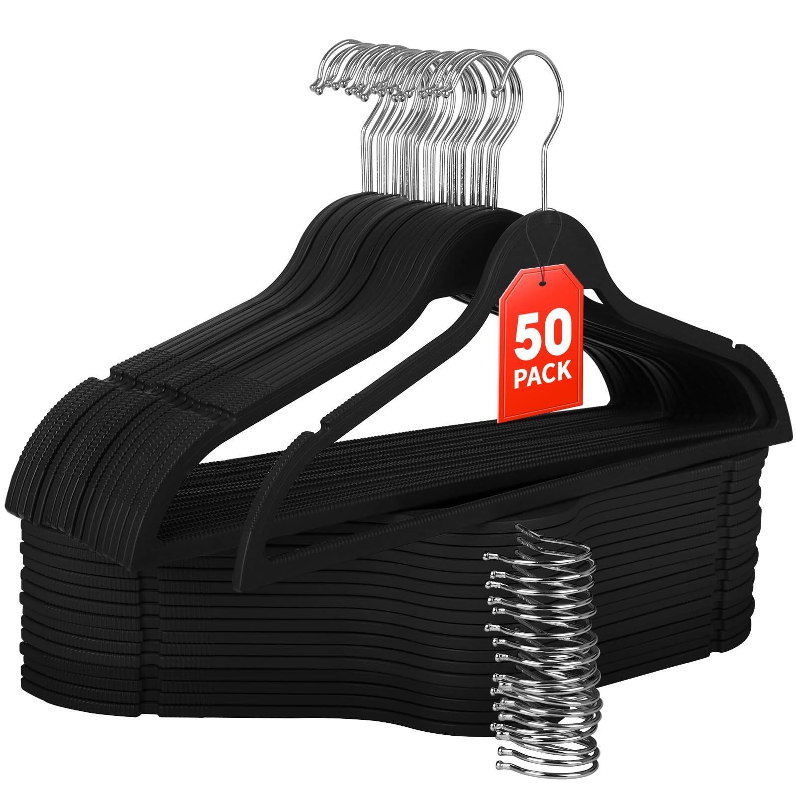 Heavy Duty Plastic Hangers, 50 Pack Rubber Coating
