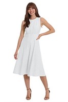 London Times Women's Inset Waist Midi Dress