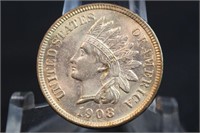 Uncirculated Mint State 1908 Indian Head Cent Red