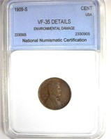 1909-S Cent NNC VF35 Details
