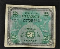 France 1944 Allied Occupation, 2 francs,