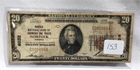 $20 National Currency Norfolk National Bank