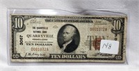 $10 National Currency Quarryville National Bank F