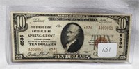 $10 National Currency Spring Grove National Bank