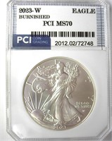 2023-W Silver Eagle PCI MS70 Burnished