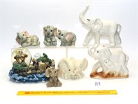 Group of Elephant Figurines - Mostly Ceramic also