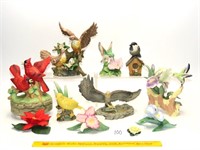 Group of Bird and Flower Figurines - Most are