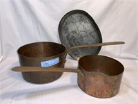 2 Copper Pots & Copper Pan