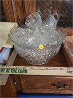 Punch Bowl w/ Clear Glasses