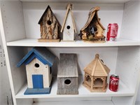 7 wood decorative bird houses.  Look at the