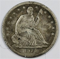 1863 s Seated Liberty Half Dollar