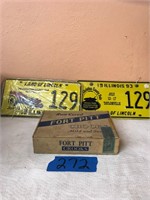 Cigar Box, 1992 CC Tractor Pull Lic Plates+