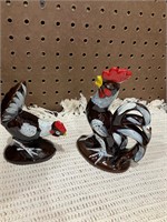 Brown glazed roosters