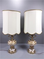 Vintage Brass, Marble & Crystal Table Lamps