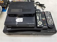 2 DVD Players, 1 VHS/DVD Player, 1 RCA Channel Box