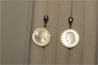 14K Cage & Bronze 1988 20 Lire Italy Coin Earrings