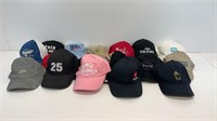 (17) assorted baseball hats w/ Advertising & Funny