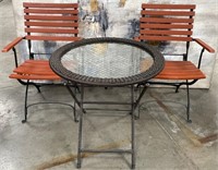 11 - PAIR OF PATIO CHAIRS & TABLE