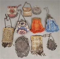 10 vintage beaded bags 5"x 5" largest