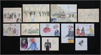 Lot of Russian Watercolor & Ink Cartoons