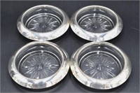 4 Frank M. Whiting Sterling Glass Coasters