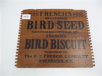 Wooden Advertising Box End - Frenches Bird Seed