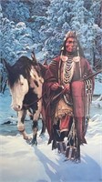 2pc CHUCK REN Sign Litho Winter '41 Indian Warrior