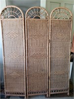 Trifold rattan screen see photos for condition