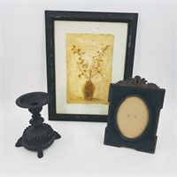 Floral Print Candle Holder Picture Frame