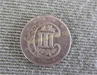 1858 Silver Three Cent Piece Type III