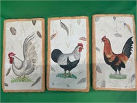 Set of 3 chicken Wall plaques