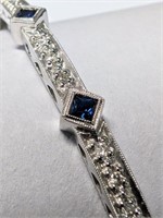 $6900 14K  9.75G Sapphire 0.3Ct Diamond 0.12Ct Ban