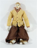 Porcelain Man w Twisted Mustache Doll & Pipe 24"