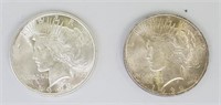 1922 & 1923 90% Silver Peace Dollars.