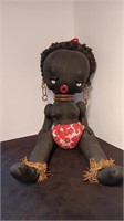 20” Black Americana Cloth Fully Jointed Doll!