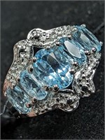 Silver Blue Topaz(1.35ct) Ring