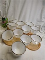 11 MCM Fire-King Cups and 11 Lustreware Plates