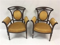 Antique Wood & Upholstered Chairs 2 X MONEY