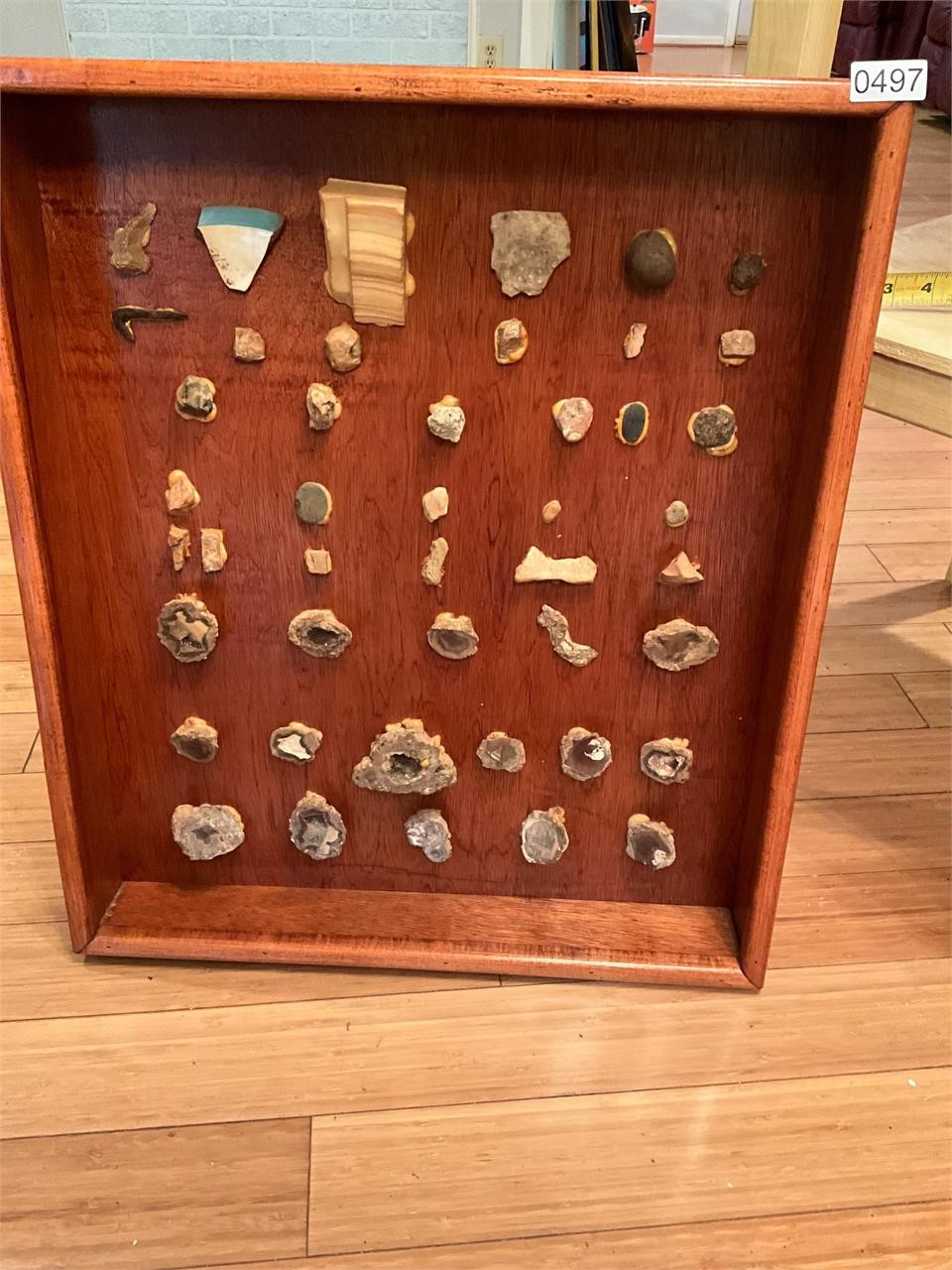 Wood case with rocks and gems ?