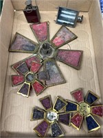 Stained glass candle lanterns Vintage