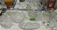 Cut Glass Bowl, Compote, Candle Holders Etc