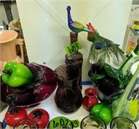 Amethyst Glass Bowl, Vase, Bottle, Art Glass Swan