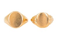 TWO 10K YELLOW GOLD SIGNET RINGS, 7.3g